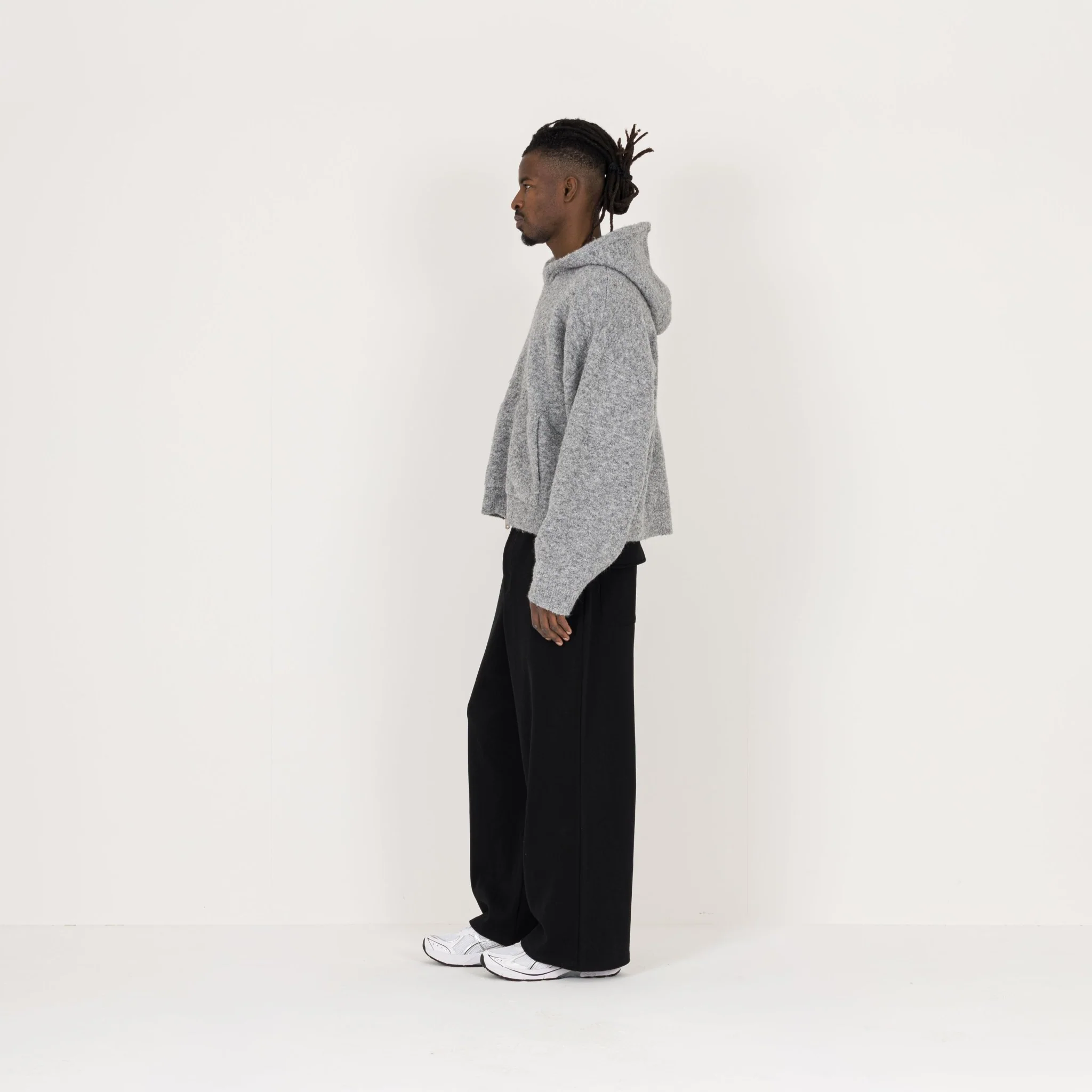 Bouclé Zip Hoodie - Soft Grey - Image 6