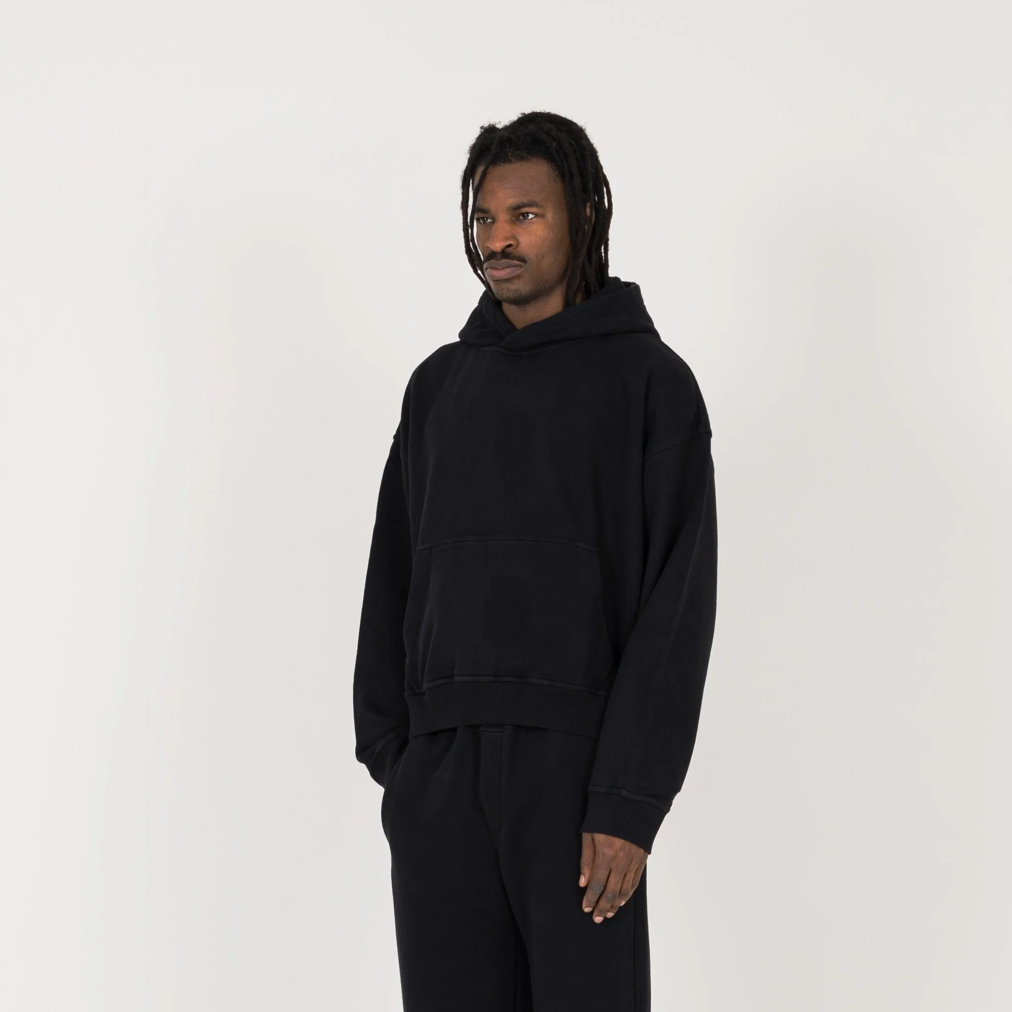 Cropped Hoodie - Black - Image 3