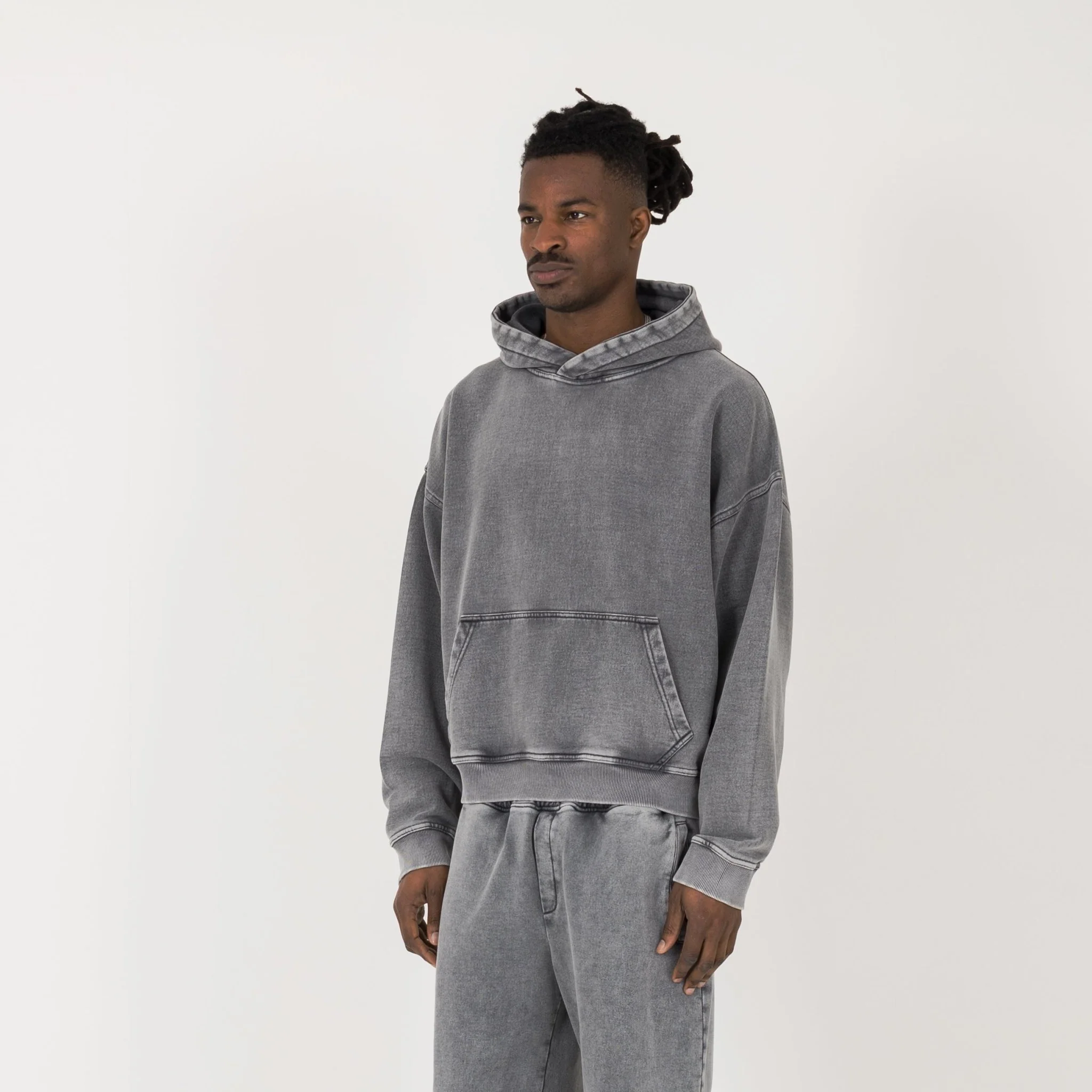 Cropped Hoodie - Vintage Grey - Image 3