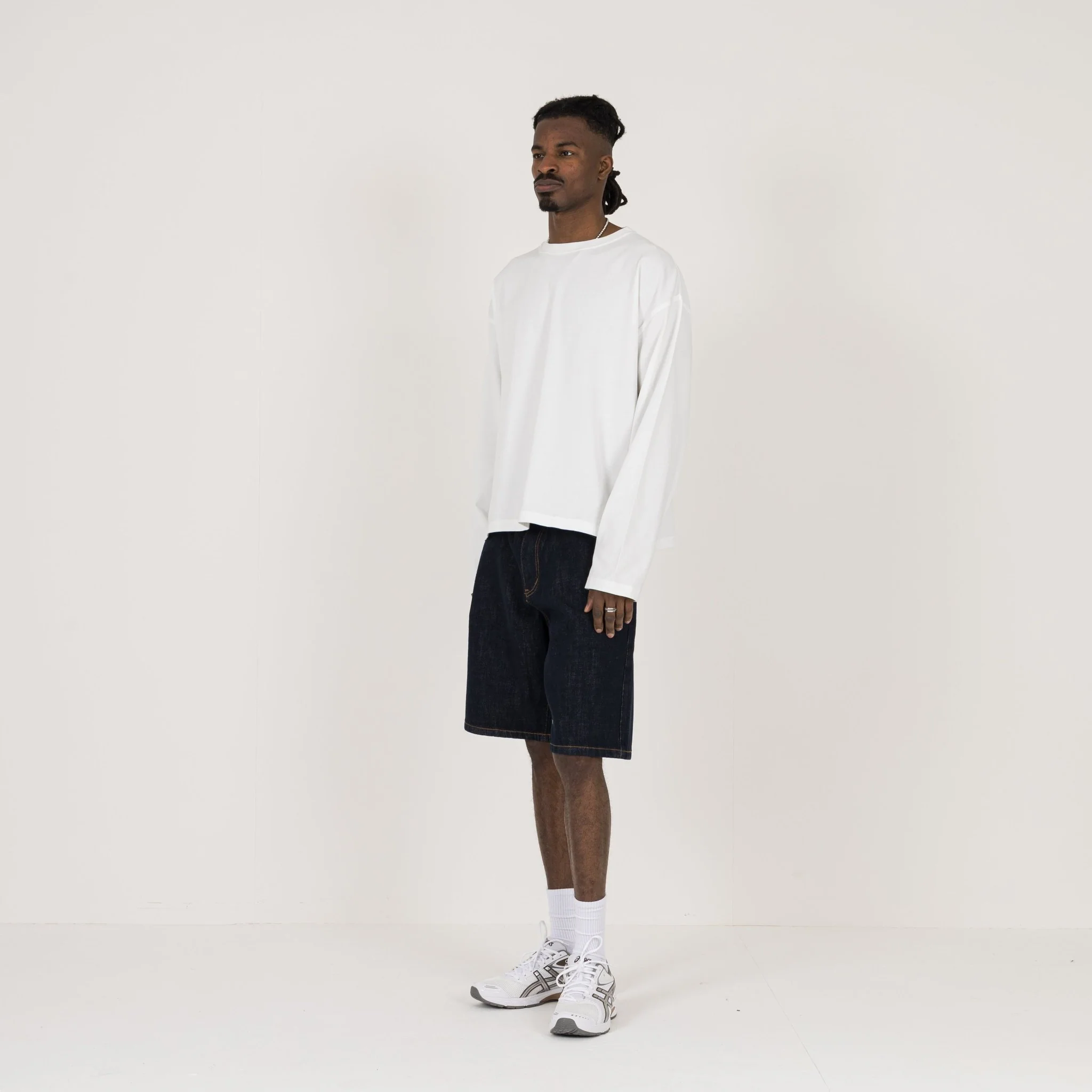 Cropped Long Sleeve T-Shirt - Bone White - Image 5