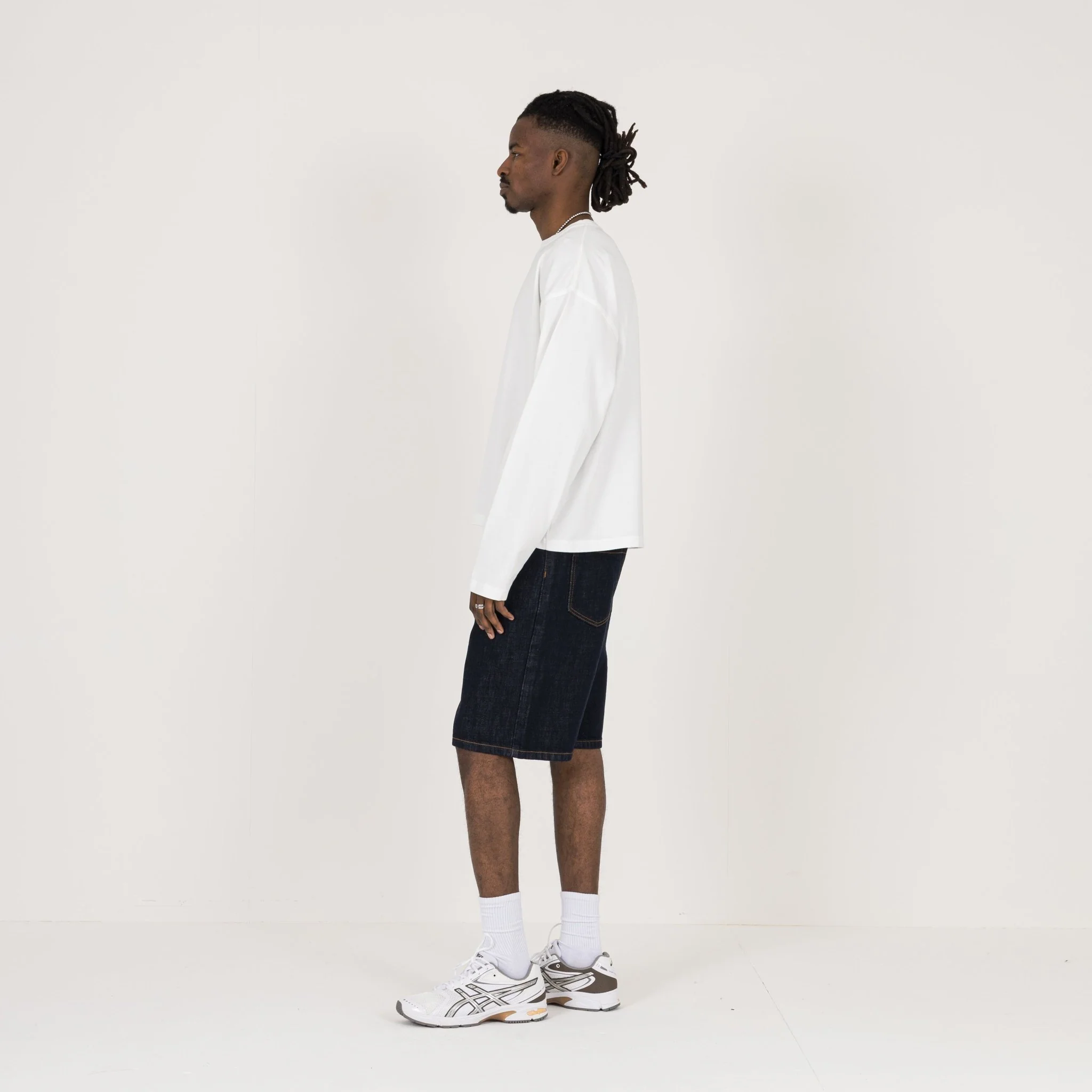 Cropped Long Sleeve T-Shirt - Bone White - Image 6