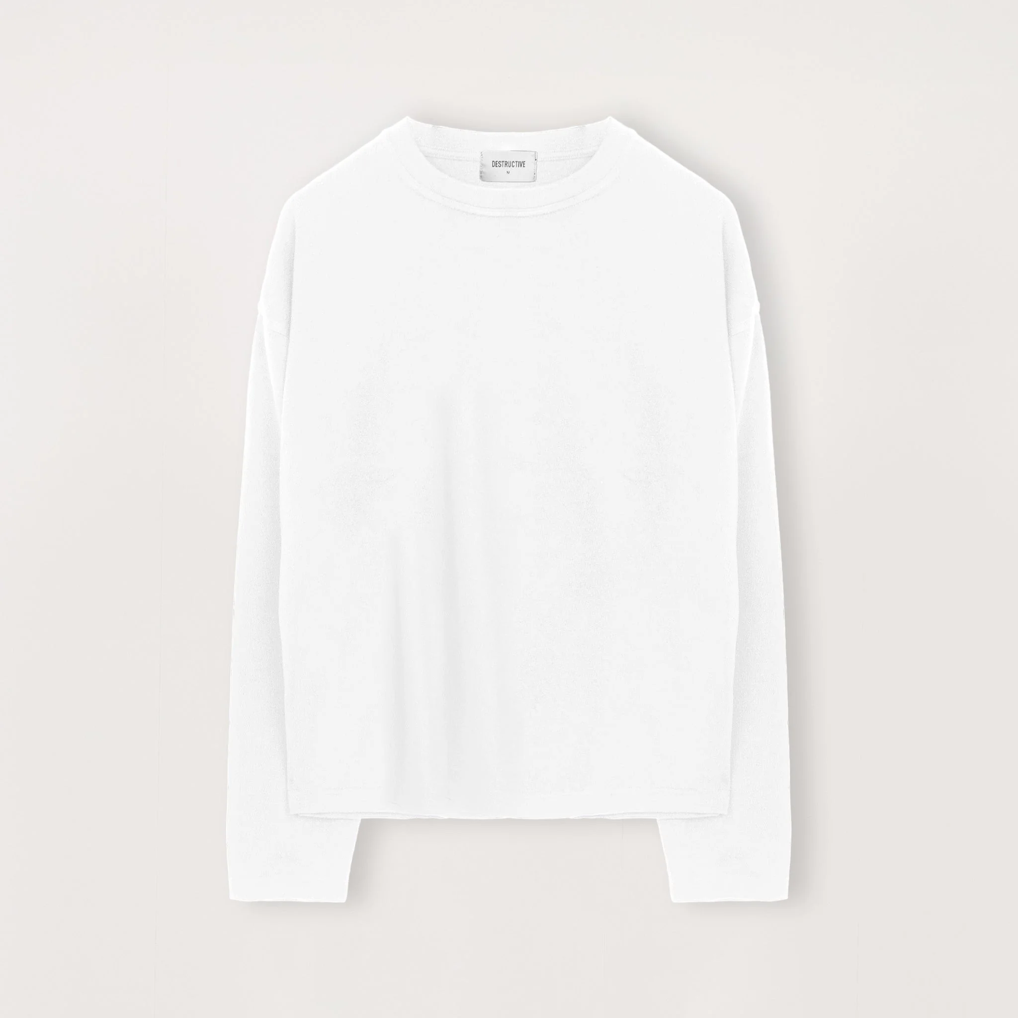 Cropped Long Sleeve T-Shirt - White