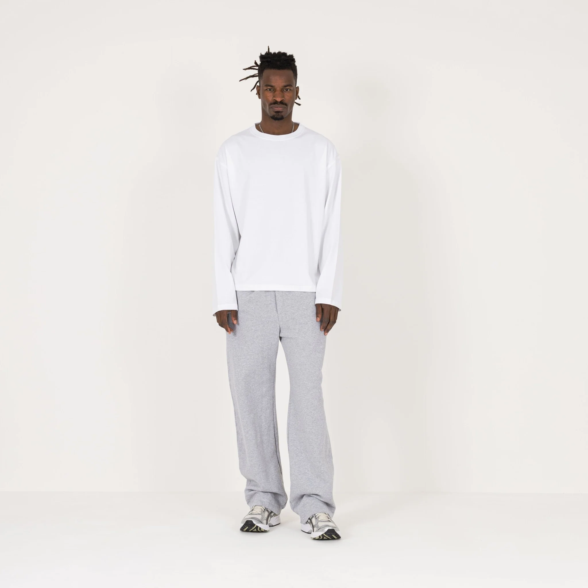 Cropped Long Sleeve T-Shirt - White - Image 4
