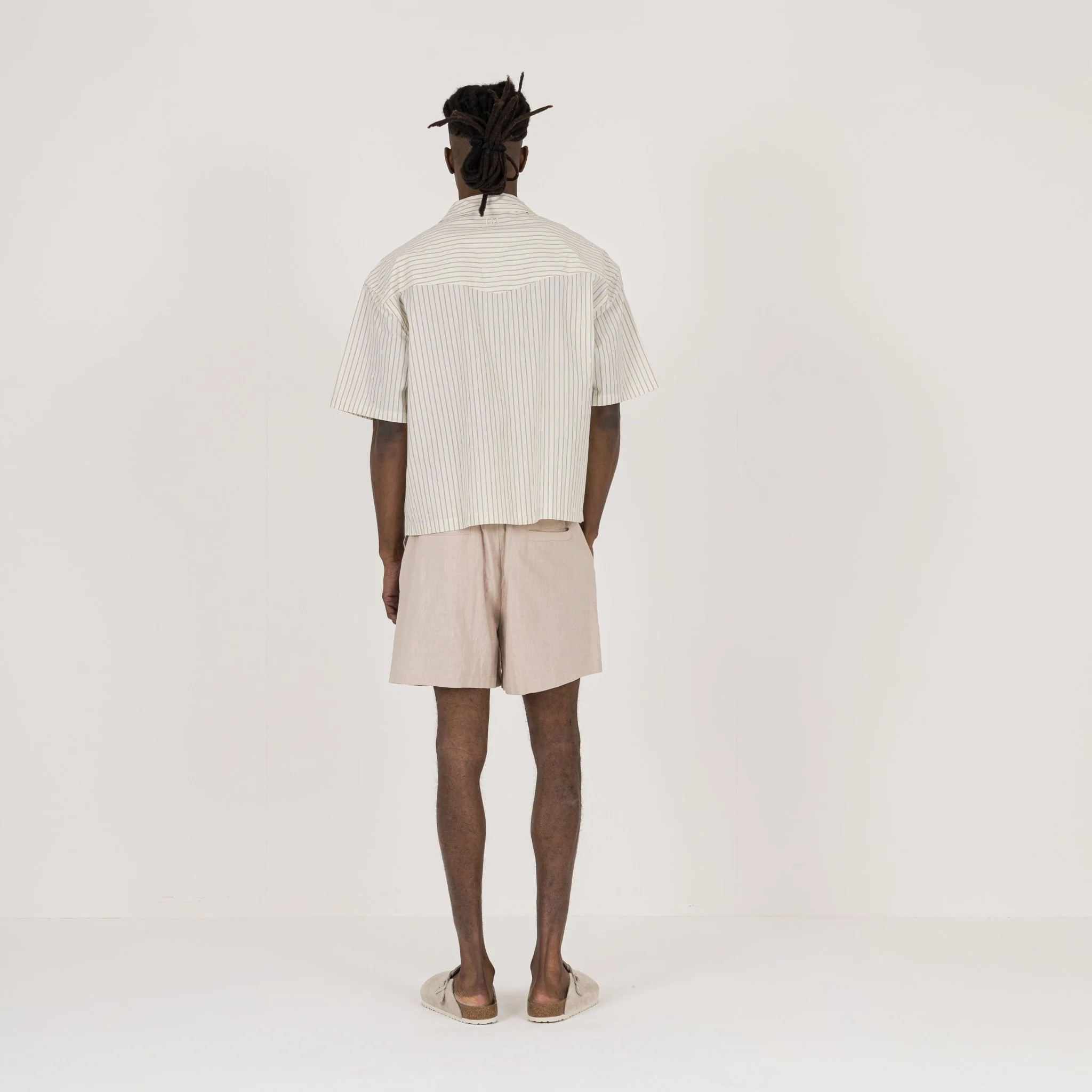 Cropped Shirt - Bone Pinstripe - Image 7