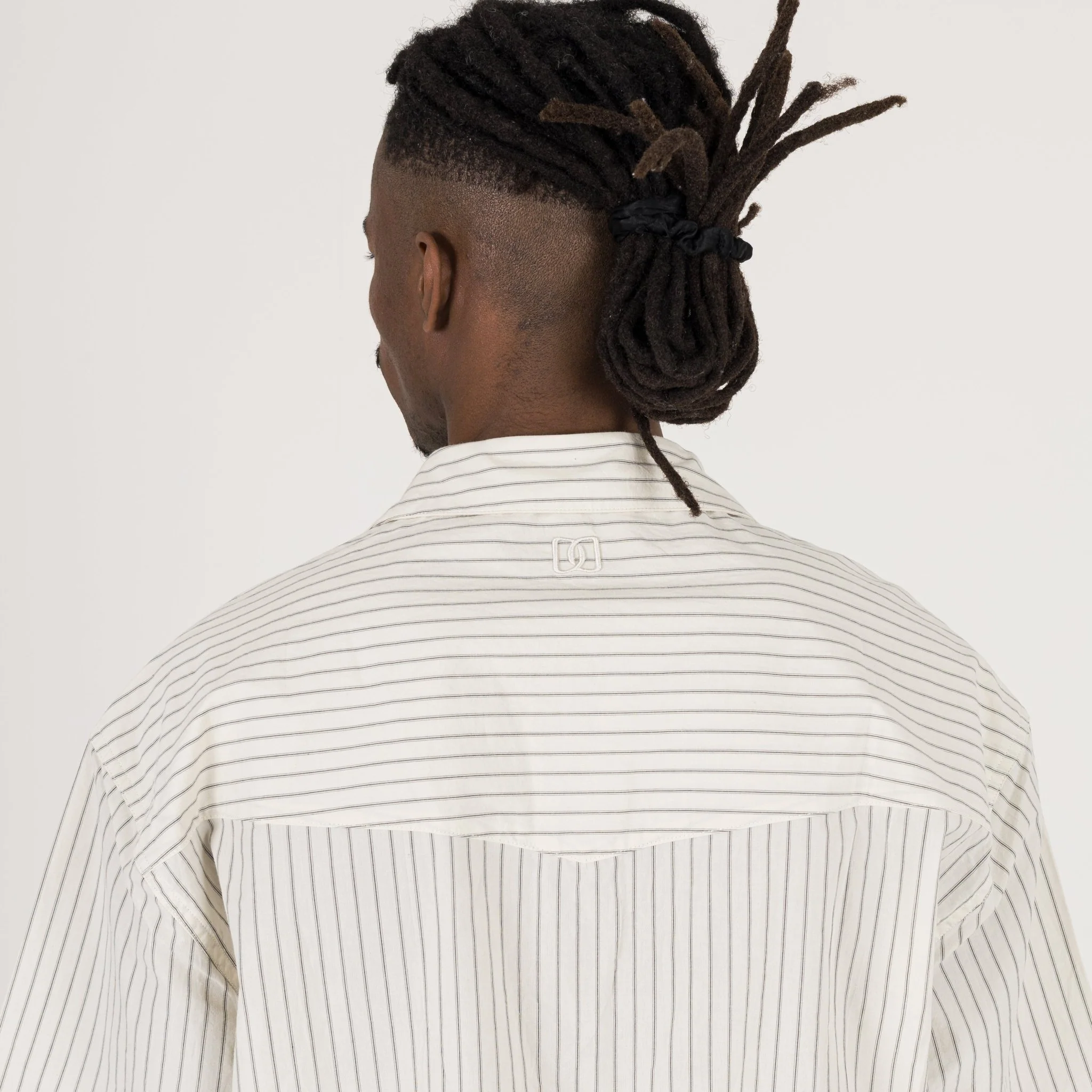 Cropped Shirt - Bone Pinstripe - Image 8