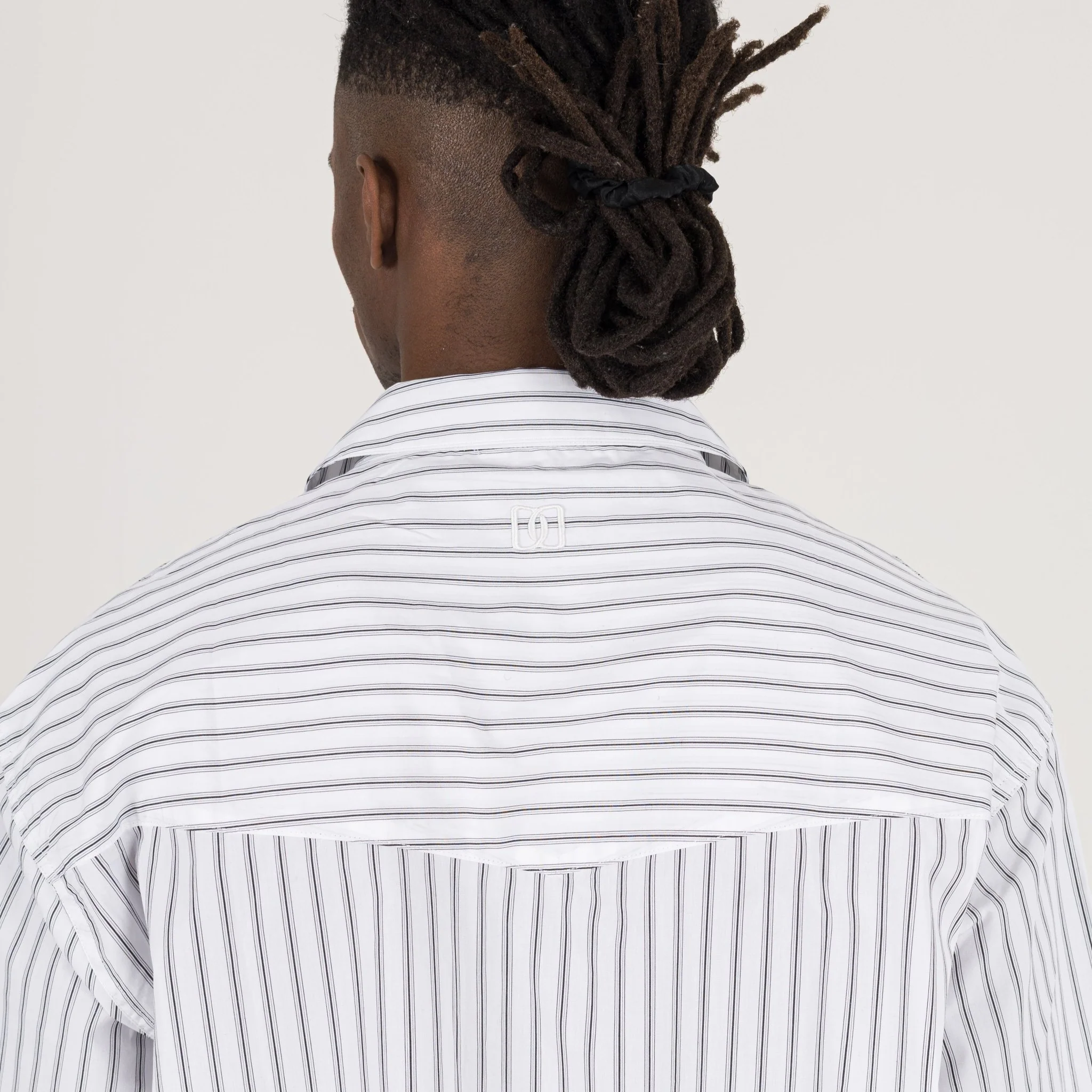 Cropped Shirt - White Pinstripe - Image 8