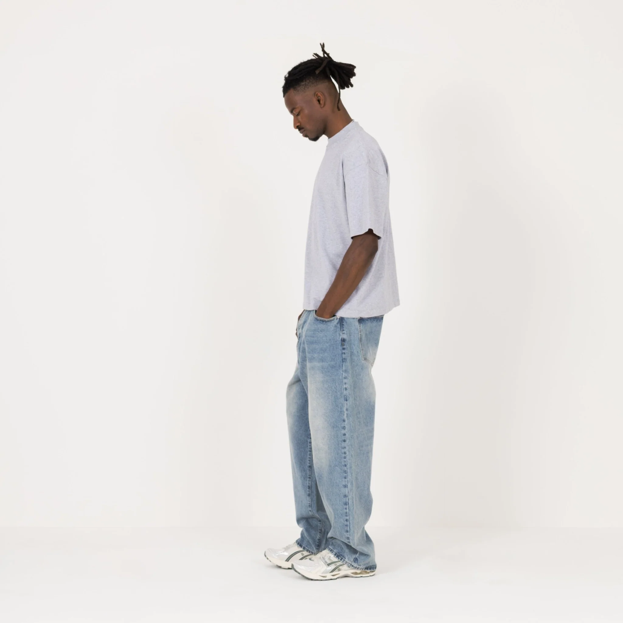Cropped T-Shirt - Light Marl Grey - Image 6