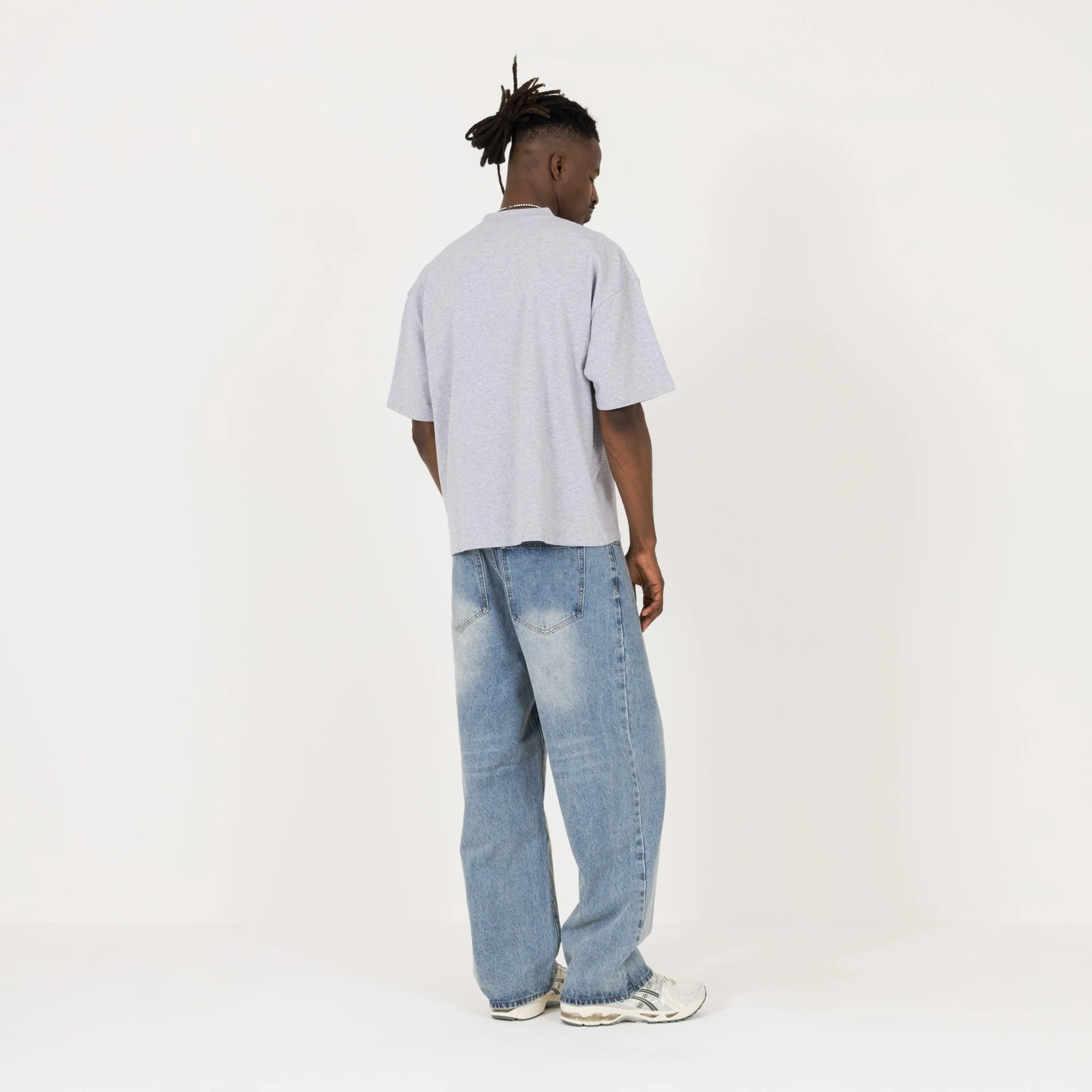 Cropped T-Shirt - Light Marl Grey - Image 7