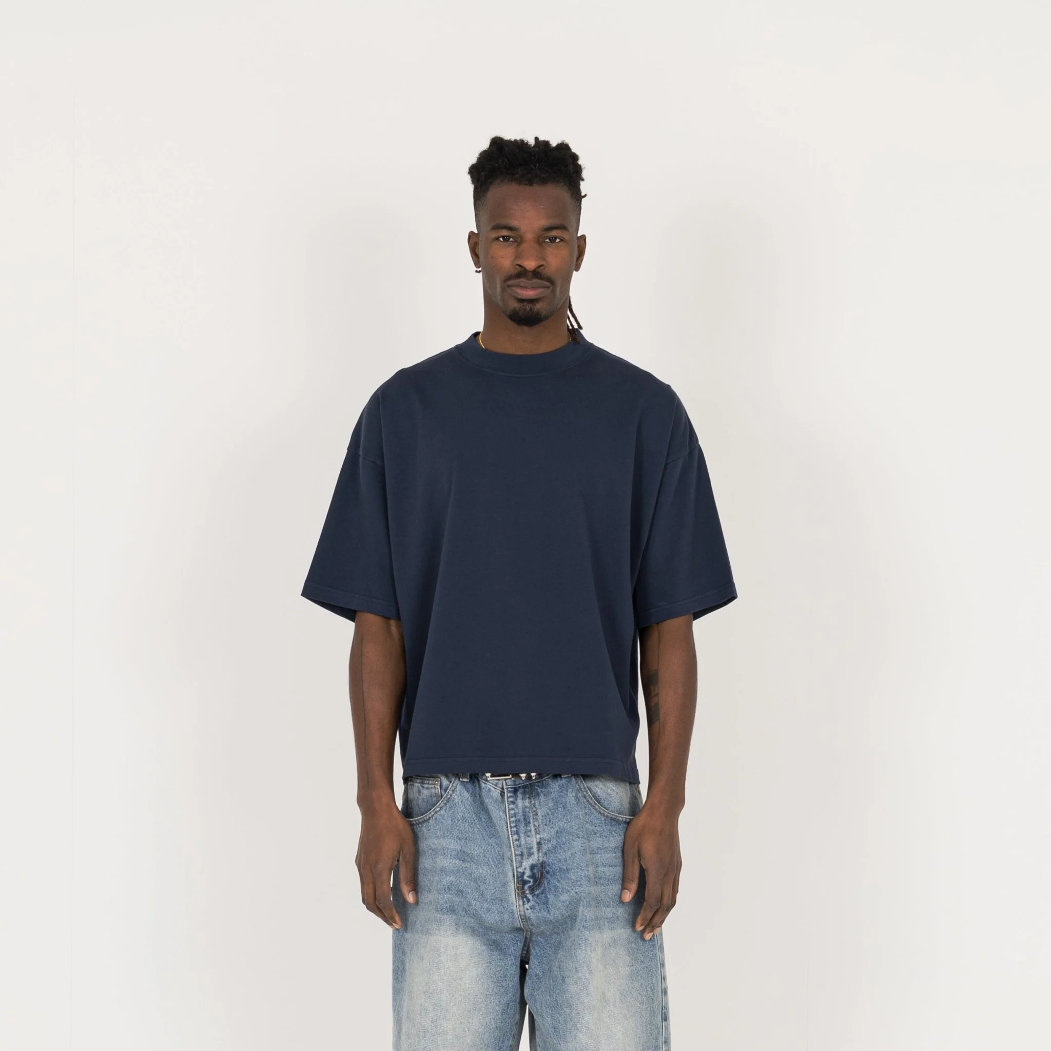 Cropped T-Shirt - Navy - Image 2