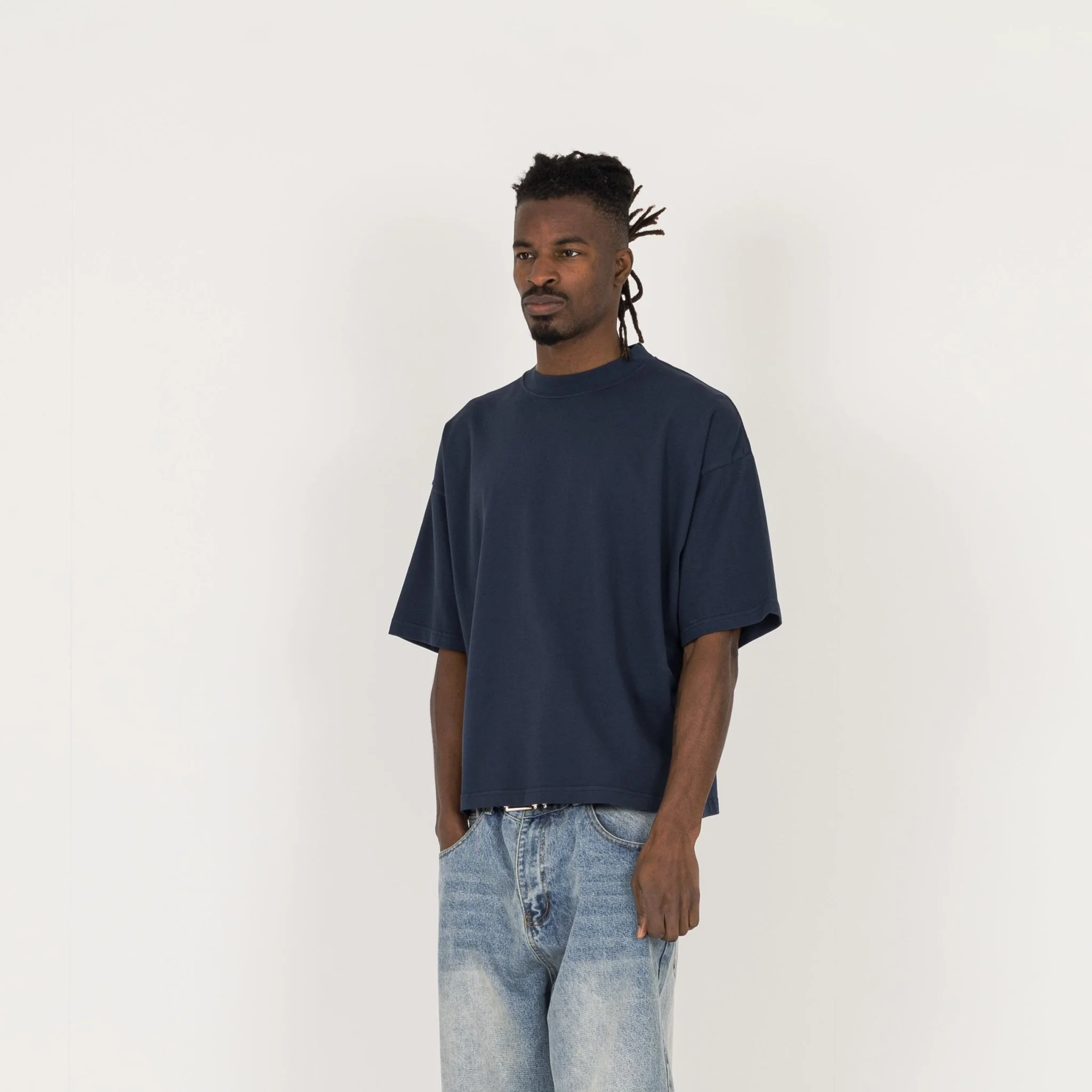 Cropped T-Shirt - Navy - Image 3
