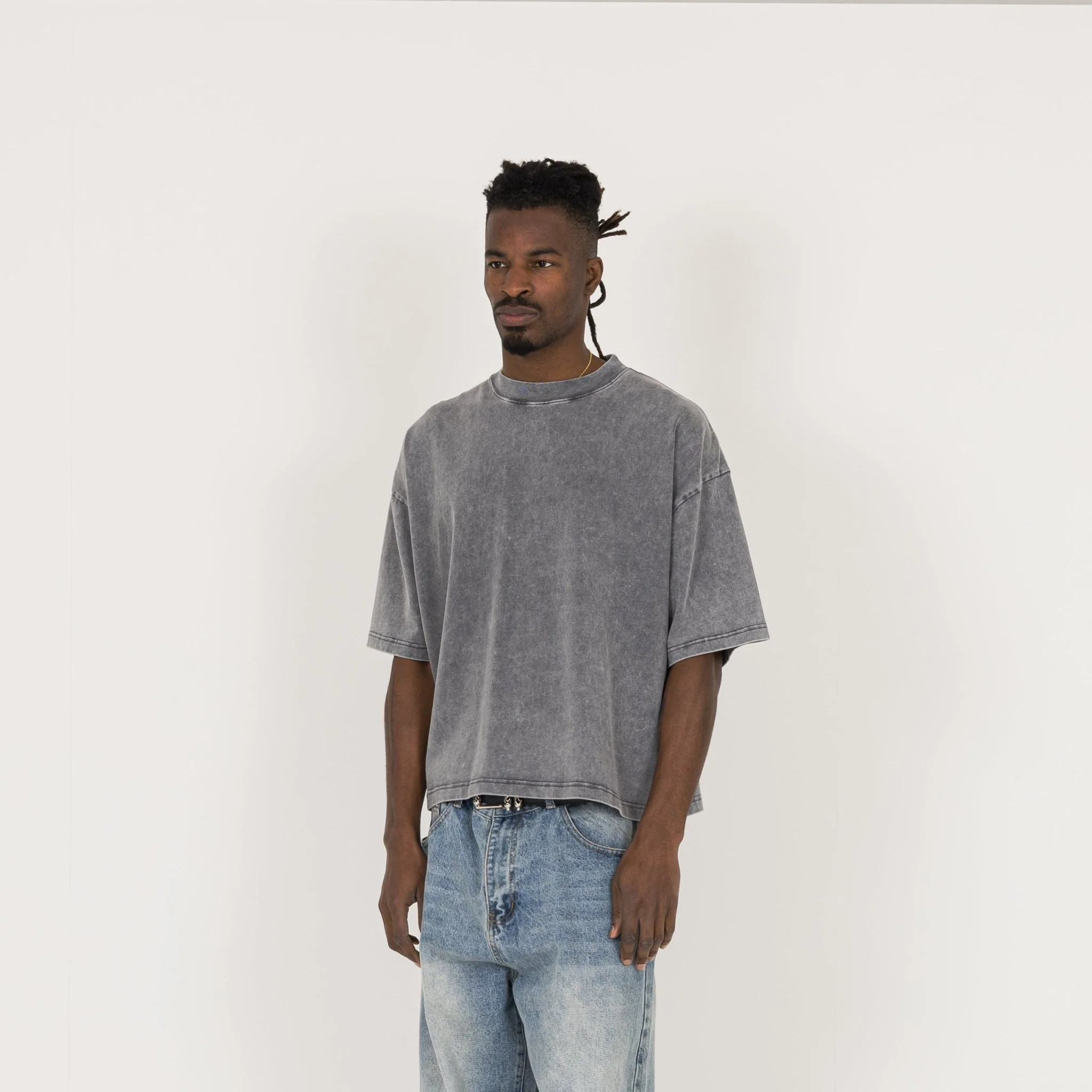 Cropped T-Shirt - Vintage Grey - Image 3