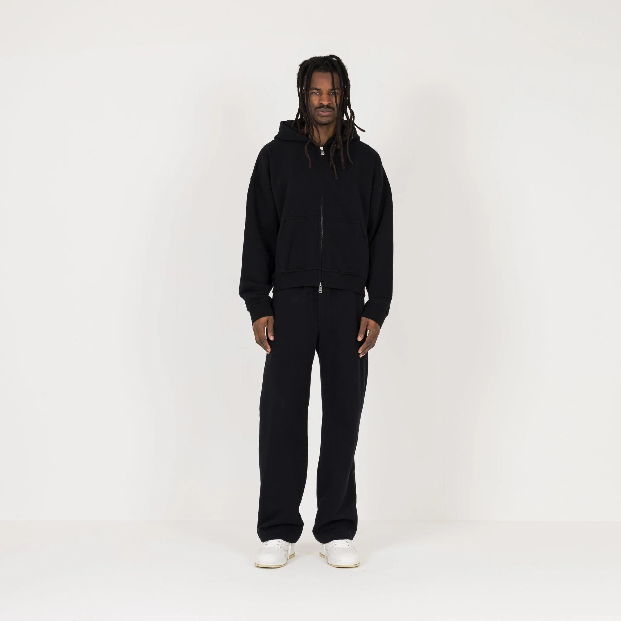 Cropped Zip Hoodie - Black - Image 4