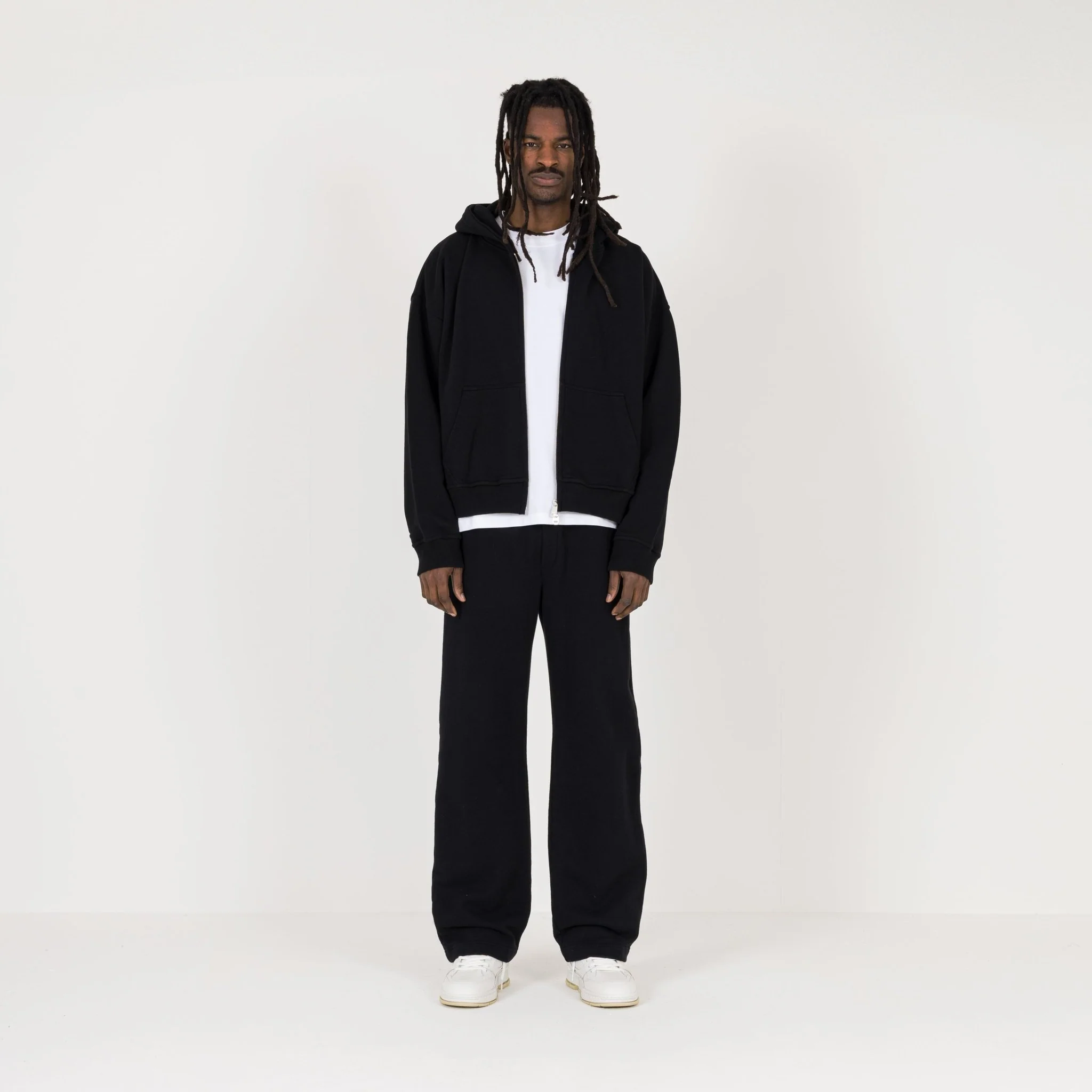 Cropped Zip Hoodie - Black - Image 8