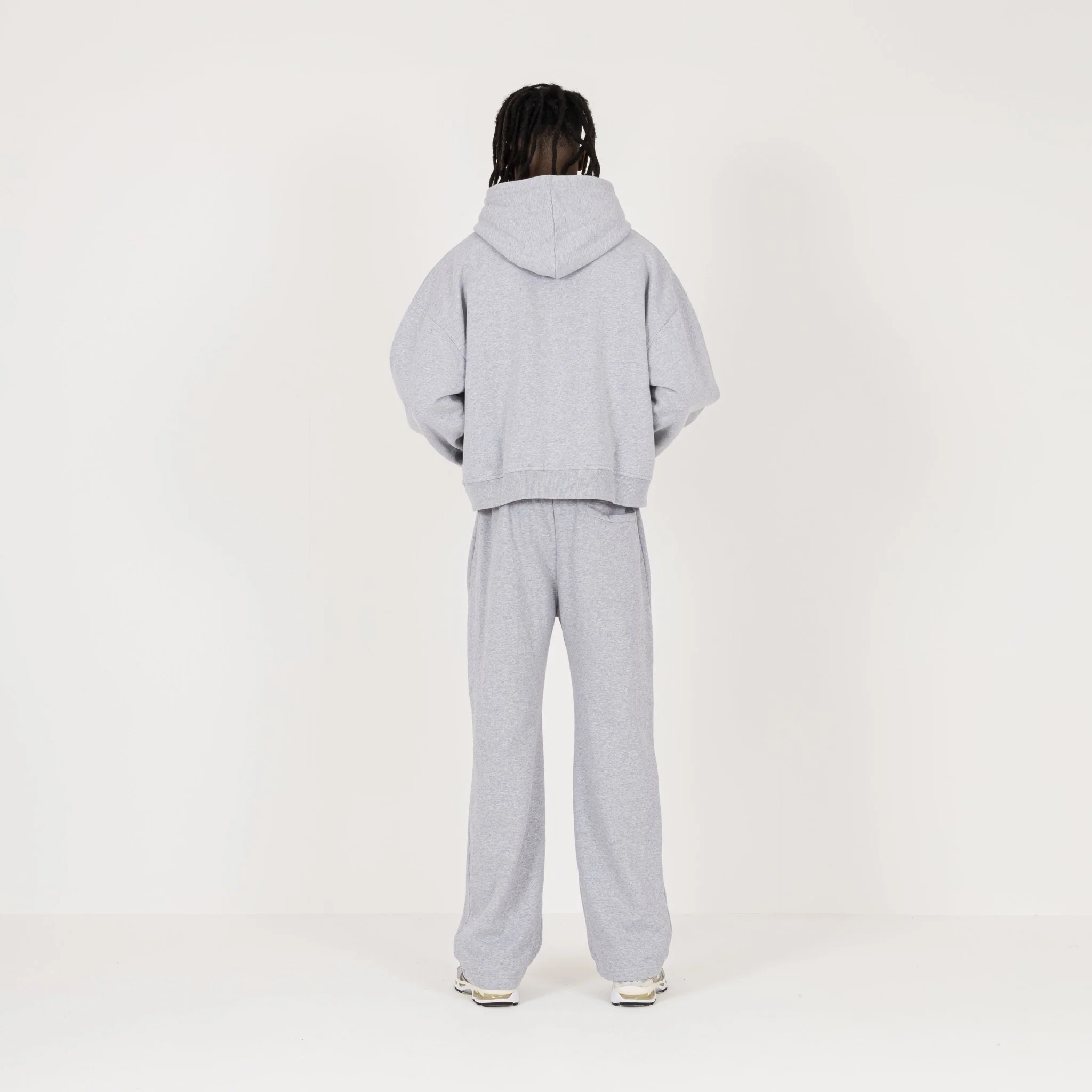 Cropped Zip Hoodie - Light Marl Grey - Image 7