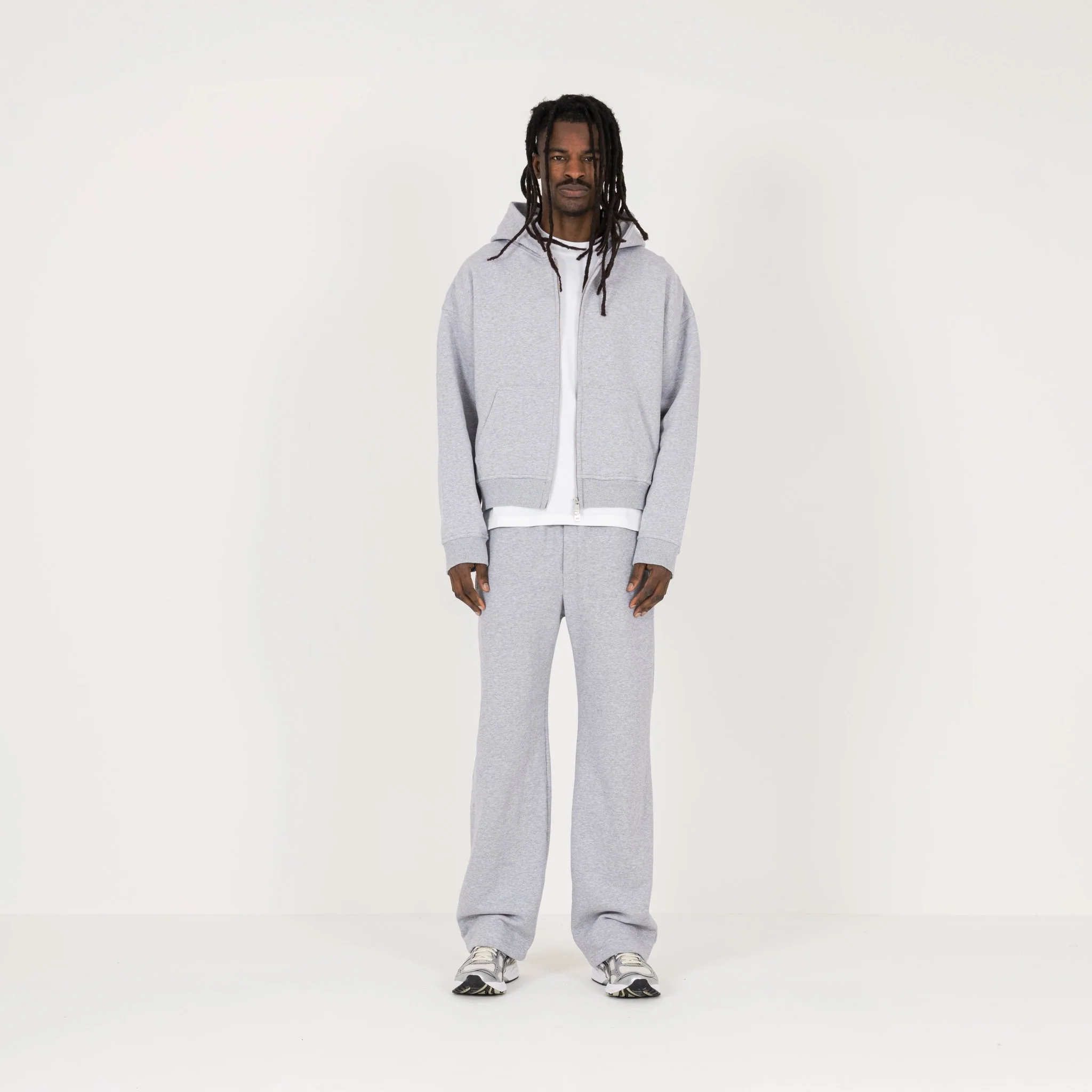 Cropped Zip Hoodie - Light Marl Grey - Image 8