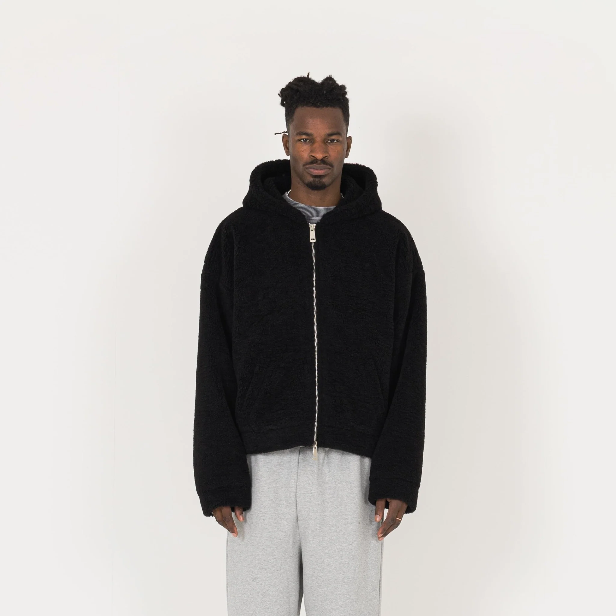 Fleece Zip Jacket - Black - Image 2
