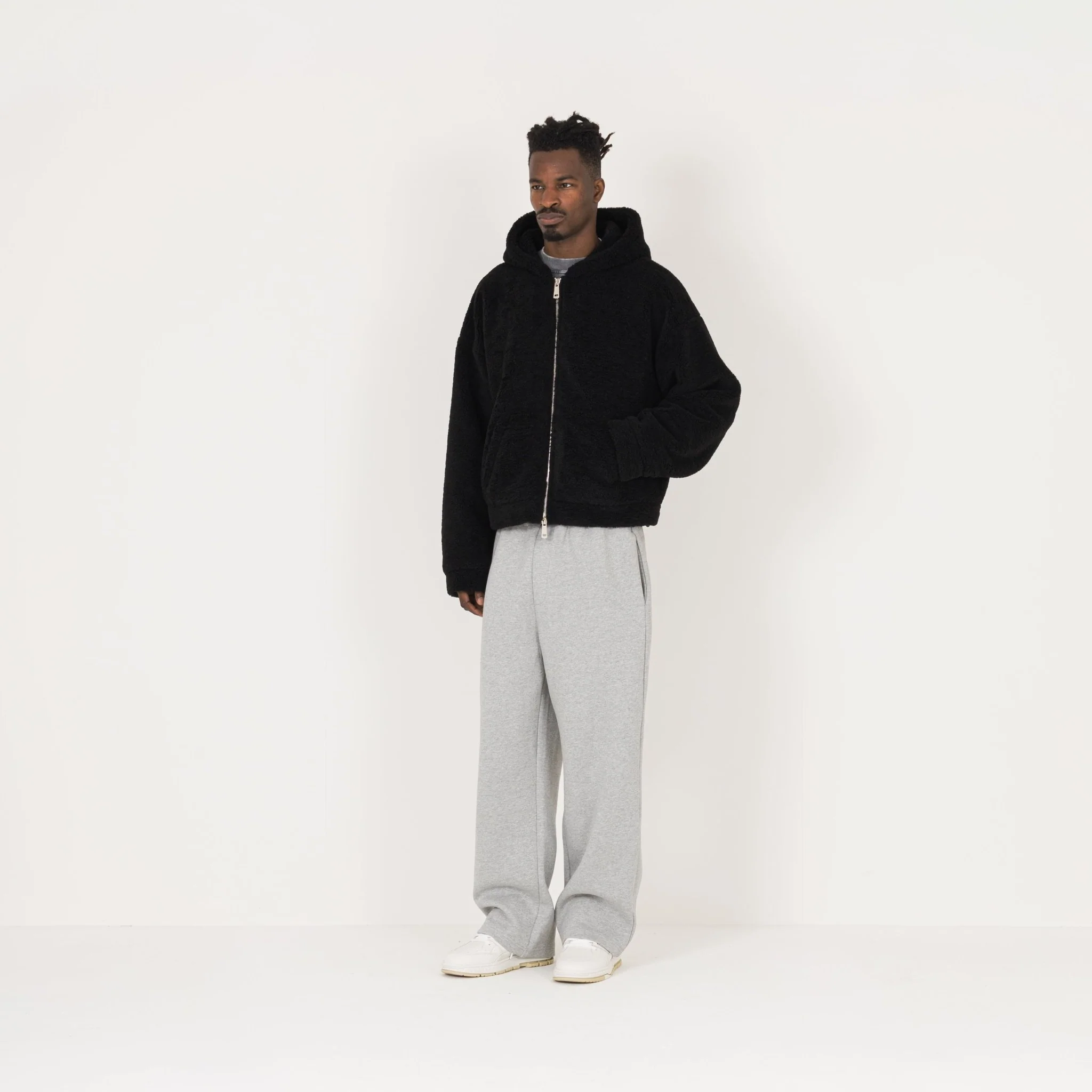 Fleece Zip Jacket - Black - Image 5