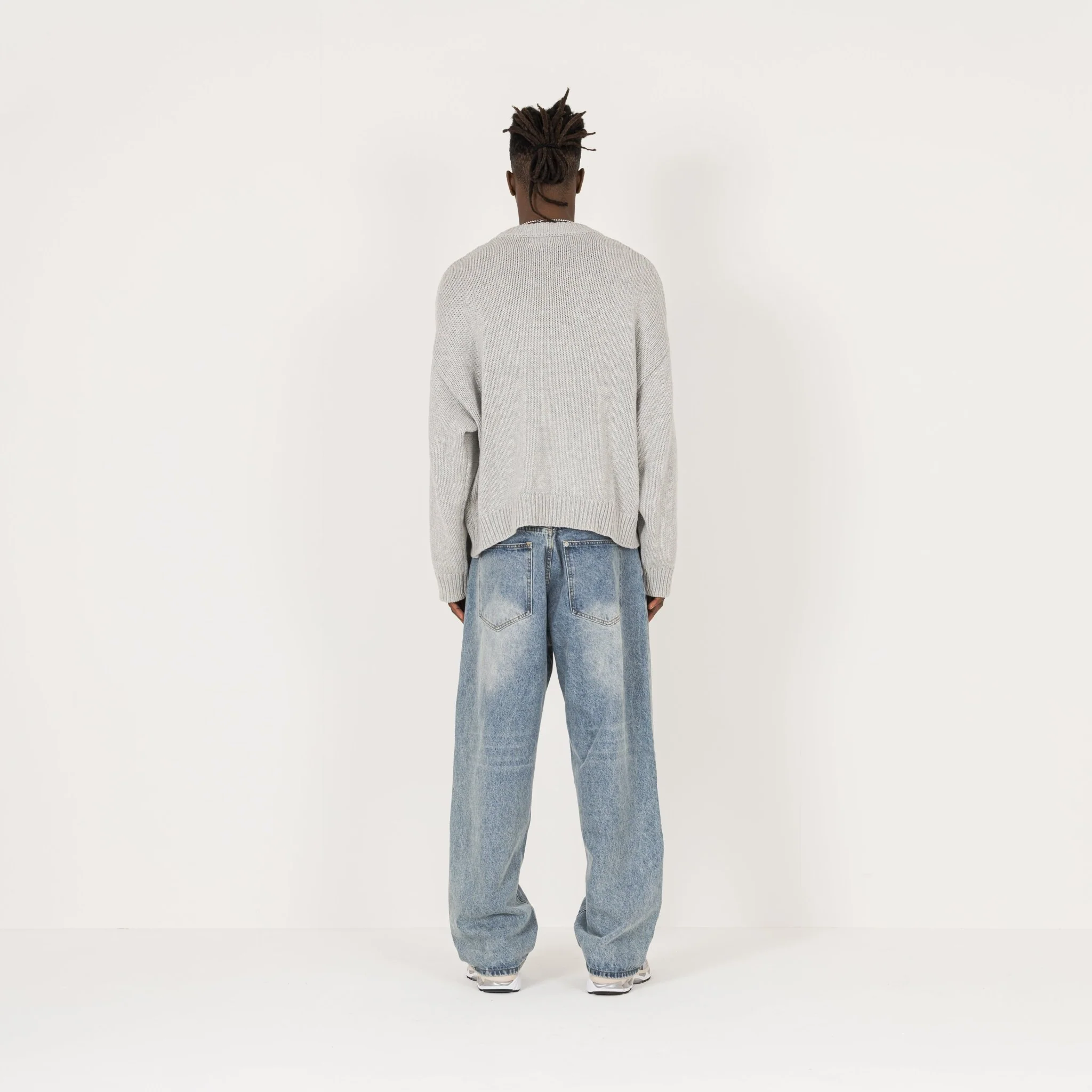 Knitted Sweatshirt - Light Grey - Image 7