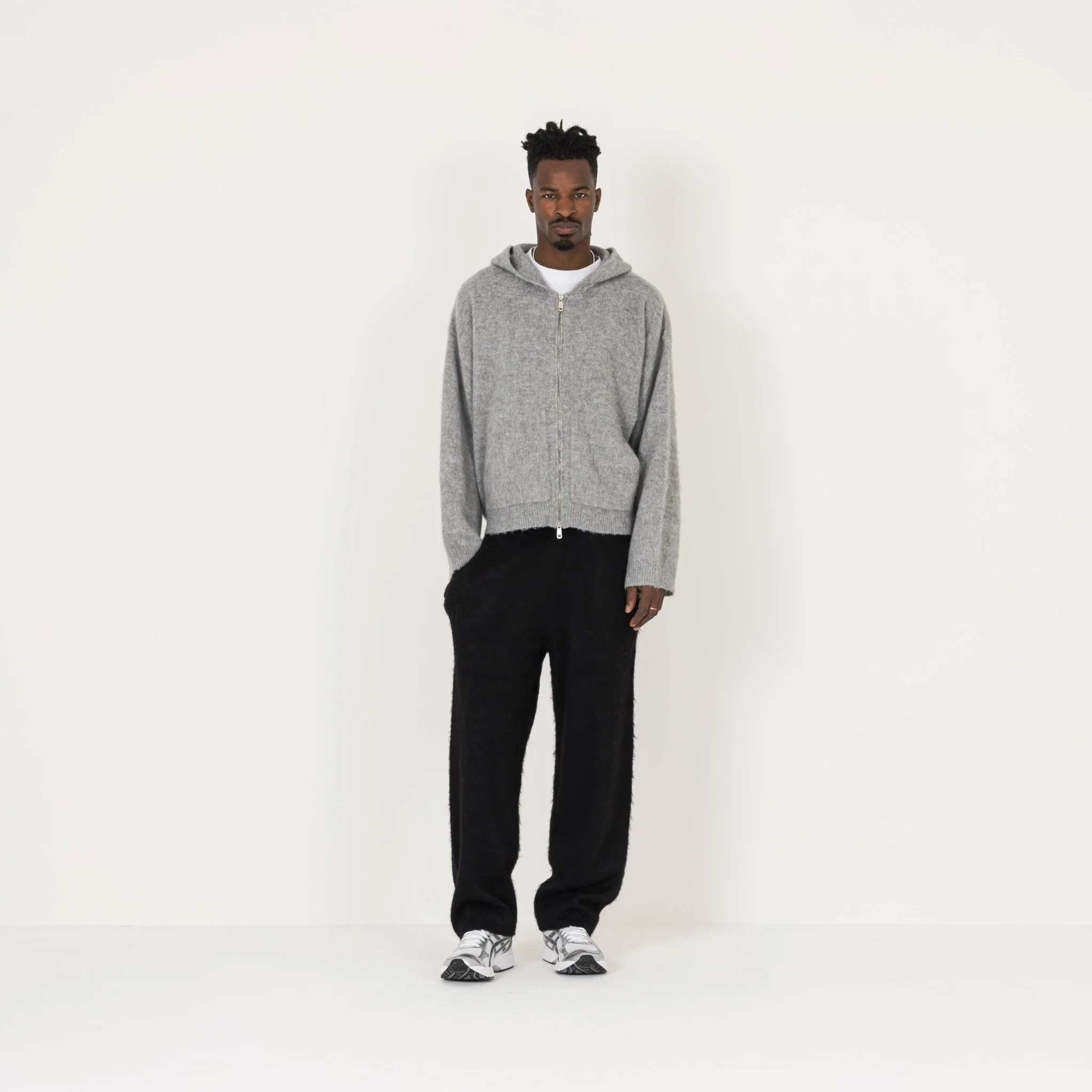 Mohair Zip Hoodie - Glacial Grey - Image 4