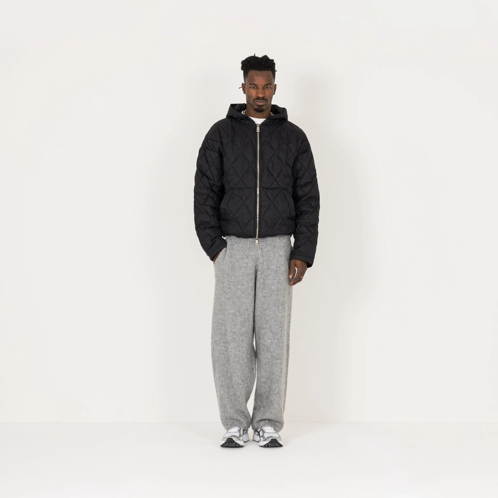 Quilted Zip Jacket - Black - Image 4