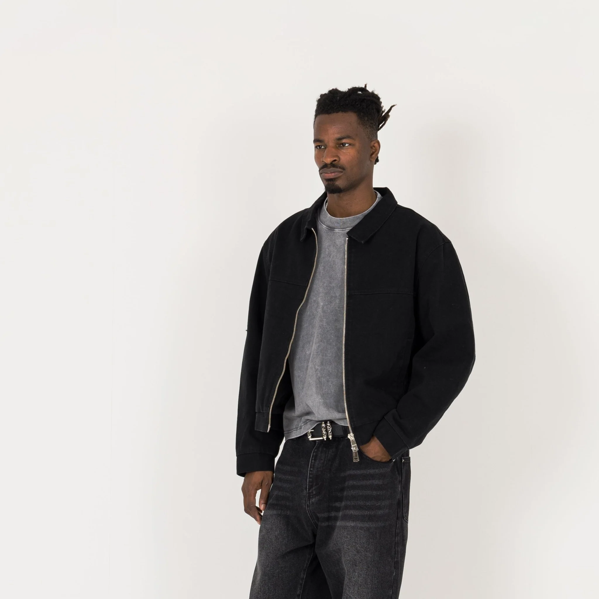 Trucker Jacket - Black - Image 3